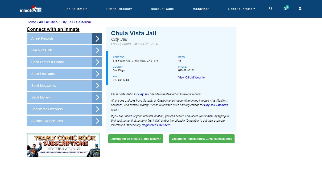 Chula Vista Jail | Inmate Locator