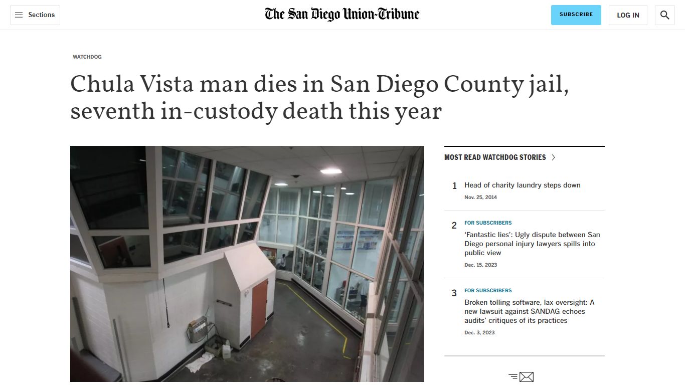 Chula Vista man dies in San Diego County jail, seventh in-custody death ...